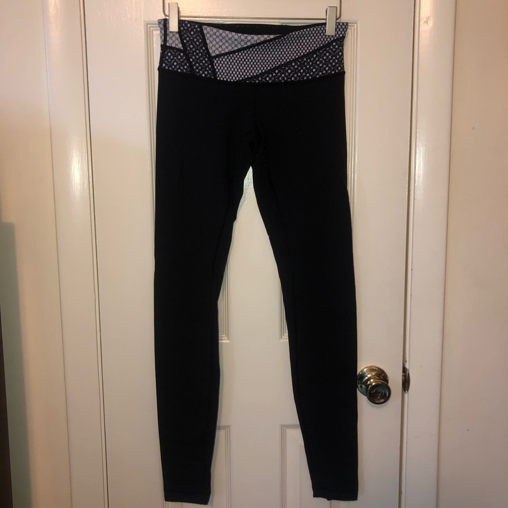 Lululemon Black Leggings with Patterned Band